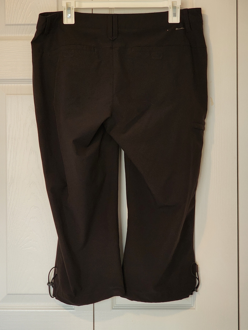 EDDIE BAUER Black Cropped Hiking Pants with Side Zip Drawstring Size 10 - Picture 4 of 10